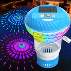 AquClor 2026 Upgraded Pool Chlorine Floater with Thermometer,Digital Screen Solar Chlorines Floaters w/Light,Chlorine Floater w/Adjustable Release,Floating chlorines Dispenser for Pool,Hot Tub,Blue