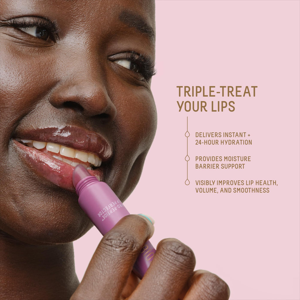 Biossance Pro-Peptide Lip Perfector – Triple-Treat Vegan Lip Balm – Deeply Hydrating with Pro-Peptides & Hyaluronic Acid – Enhances Natural Lip Color – Silky, Glossy Finish in Supernova, Berry