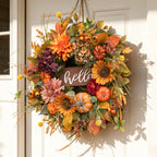 Fall Wreaths for Front Door 24 Inch Autumn Wreath with Sunflowers, Pumpkins