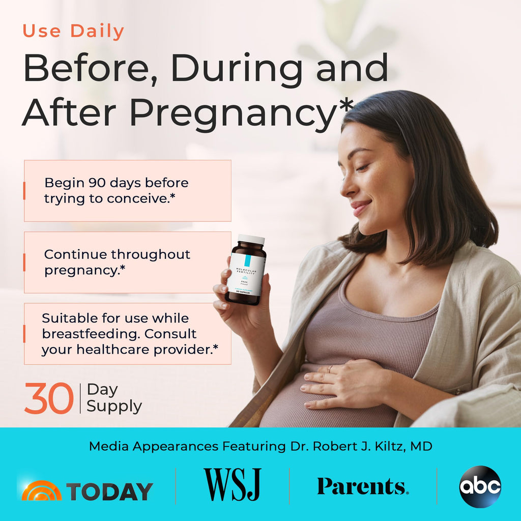 Molecular Fertility Peak Prenatal - Doctor Formulated Prenatal Vitamins for Women - Third Party Tested Fertility Supplement - Choline, Methylated Folate, Vitamin D, Iron, Probiotics - 30 Day Supply