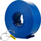 VEVOR Discharge Hose, 4' x 105', PVC Lay Flat Hose, Heavy Duty Backwash Drain Hose with Clamps, Weather-proof & Burst-proof, Ideal for Swimming Pool & Water Transfer, Blue