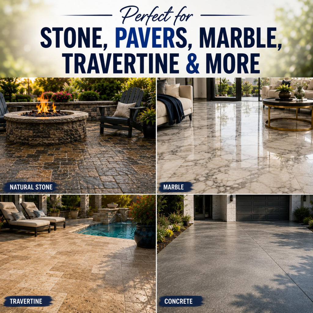 Color Enhancer Sealer for All-Natural Stone and Pavers. Marble, Travertine, Limestone, Granite, Slate, Concrete, Grout, Brick, Block. (1-Quart)