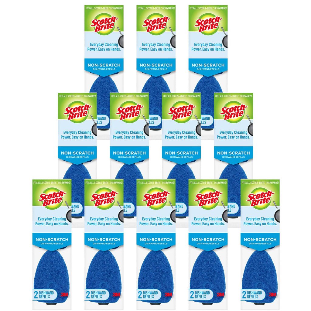 Scotch-Brite Zero Scratch Dishwand Refills, Fits All Scotch-Brite Dishwands, Glass, Pots, Pans, Tubs, Showers, 24 Refill Pads