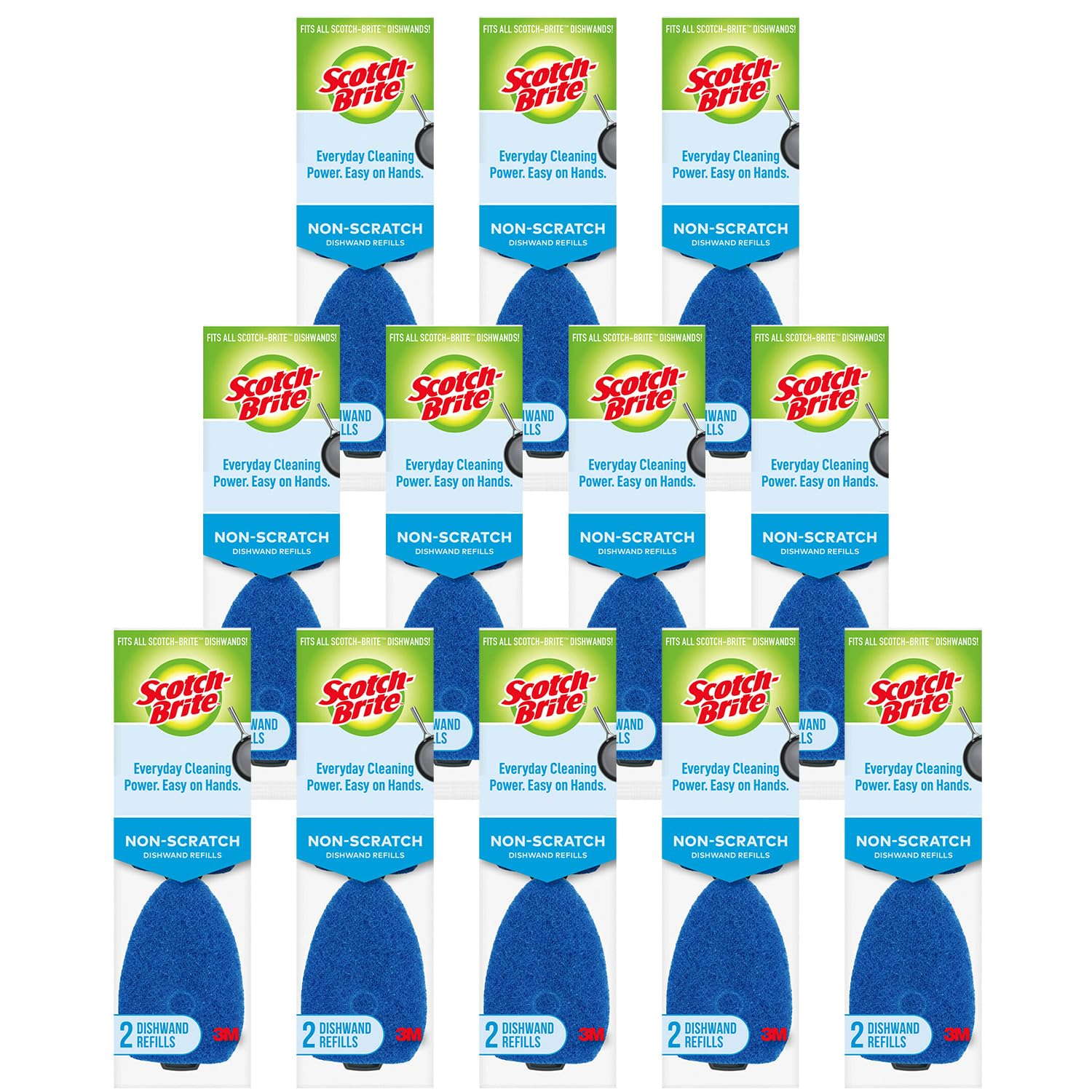 Scotch-Brite Zero Scratch Dishwand Refills, Fits All Scotch-Brite Dishwands, Glass, Pots, Pans, Tubs, Showers, 24 Refill Pads