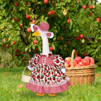 FuWeave Porch Goose Outfit 23'' Statue Apple Dress Hat Fall Decor