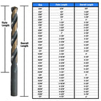Drill America 3/8" High Speed Steel Black & Gold KFD Split Point Drill Bit (Pack of 6), KFD Series