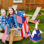 JcHrmers 4th of July Porch Goose Outfit 23 Inch Patriotic Goose Outfits Goose Stars Stripes Dress with Big Poofy Bow American Flag Fits for Independence Day USA 250th Anniversary Festival Decor