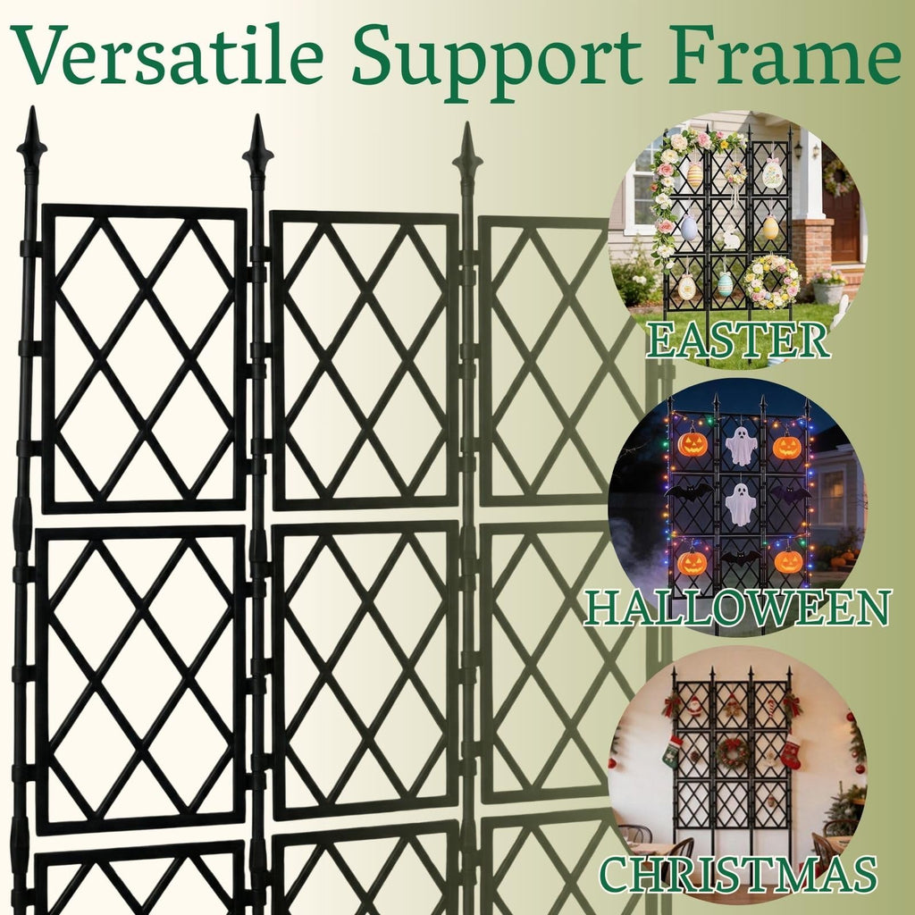 Garden Trellis Frame for Climbing Plants Outdoor | 65 Inch PE-Coated Metal Pipes & Plastic Grids Rose Wall Trellis | Rustproof Privacy Screen Plant Support Frame for Flowers Vines Vegetables Indoor