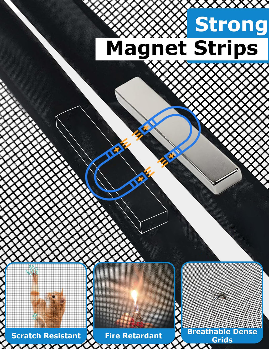 innhom Magnetic Garage Door Screen for 1 Car Garage, 9x7 FT Double Door Magnetic Closure Mesh with 36 Magnets, Fits Door up to 110"x84" Black