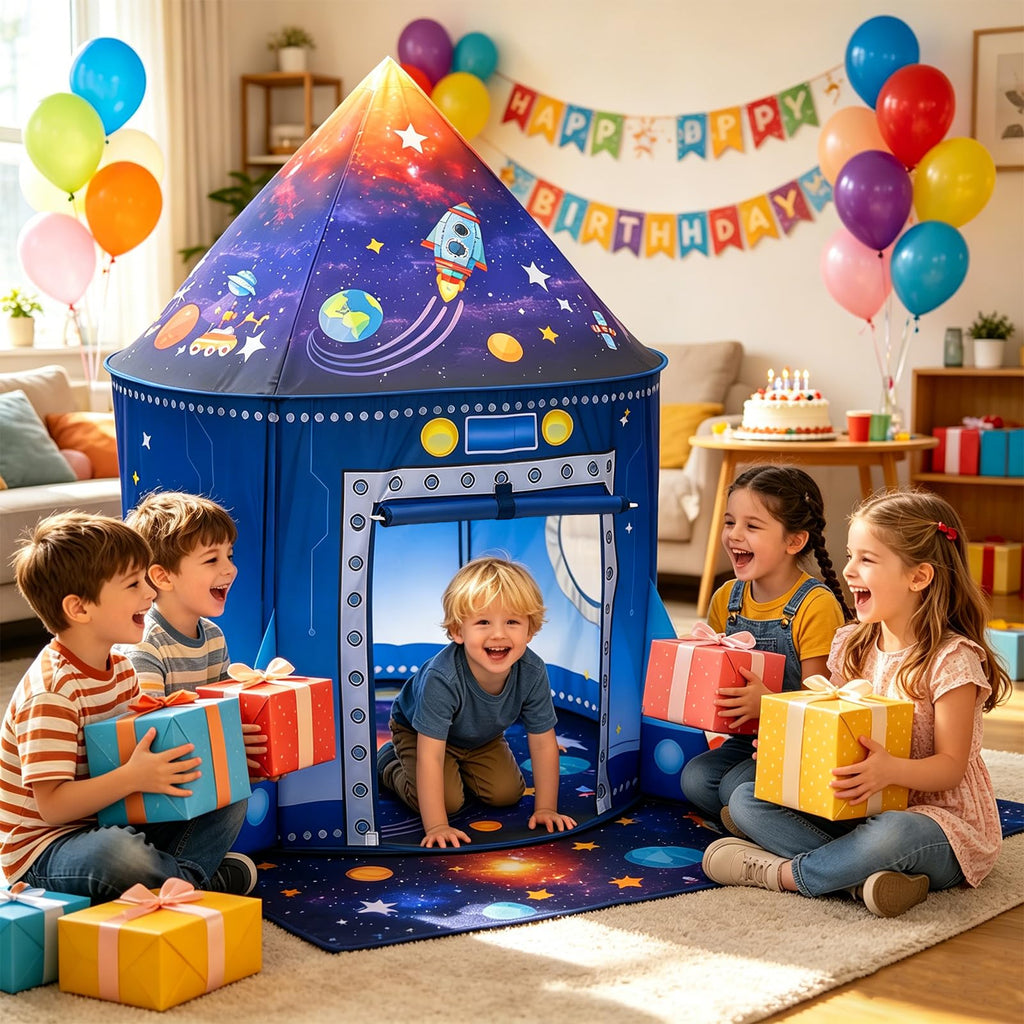 WillingHeart Play Tent for Kids, Rocket Ship Spaceship Space Themed