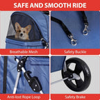 LEMY Pet Stroller,4 Wheels Dog Cat Stroller with Storage Basket&Cup Holder,Folding Dog Cat Cage Jogger Strollers for Small Medium Dogs Cats Travel,Navy Blue