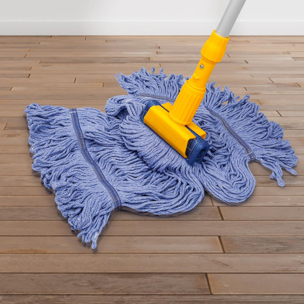 6Pack Heavy Duty Commercial Looped End Cotton Mop,String Cotton Mop Refill Heads Wet Industrial Blue Cotton Looped End String Head Refills, Heavy Mop Replace Head,for General and Floor Cleaning
