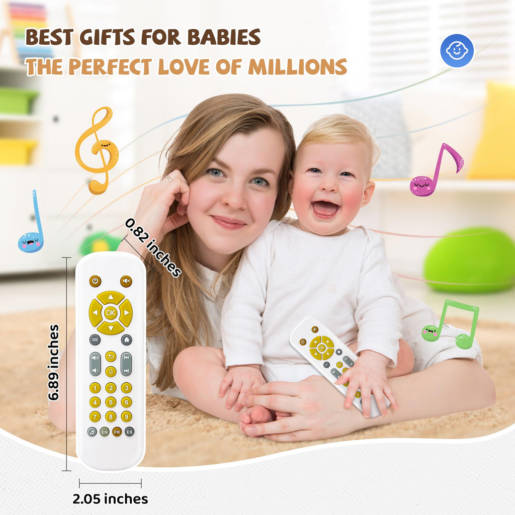 Baby TV Remote Toy - Realistic Play Remote toy with Lights and Sounds, 3 Languages (English, Spanish & French), Learning Musical Toys, Preschool Infant Boys Girls Toys Gift for 1 2 Year Old, Black