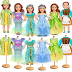 WONDOLL 18 inch Doll Clothes Accessories - 6Pcs Different Fairytale Costume Dress
