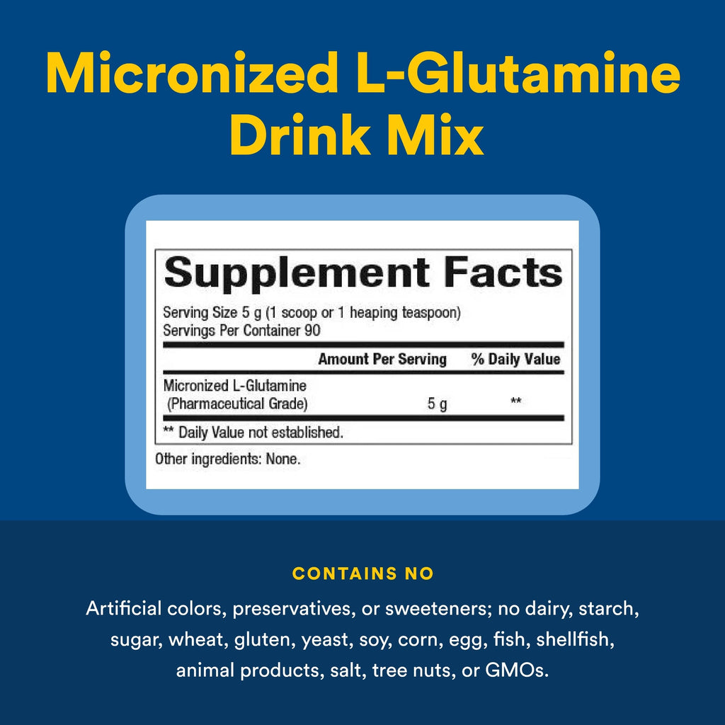 Natural Factors Micronized L-Glutamine 5,000 mg Powder - Easy Absorption Gut Health Support Supplement - Powder Amino Acid Supplement Supports Muscle Recovery - 16 oz (90 Servings)
