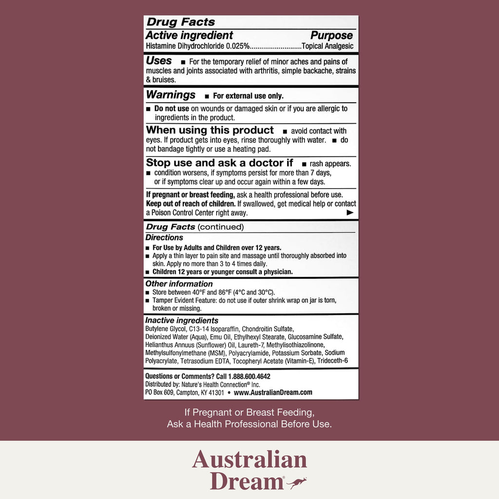 Australian Dream Arthritis Pain Relief Cream - Soothing & Non-Greasy - Powerful Topical Arthritis Pain Relief - Good for Muscle Aches or Joints - 2 oz Jar