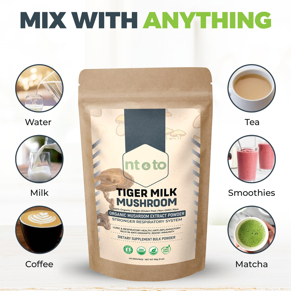 Tiger Milk Mushroom Supplement (Lignosus Rhinocerus) 3oz (85g) | Supports Lungs & Respiratory Health - Herbal Extract - Non-GMO, Vegan, Organic | 40 Servings