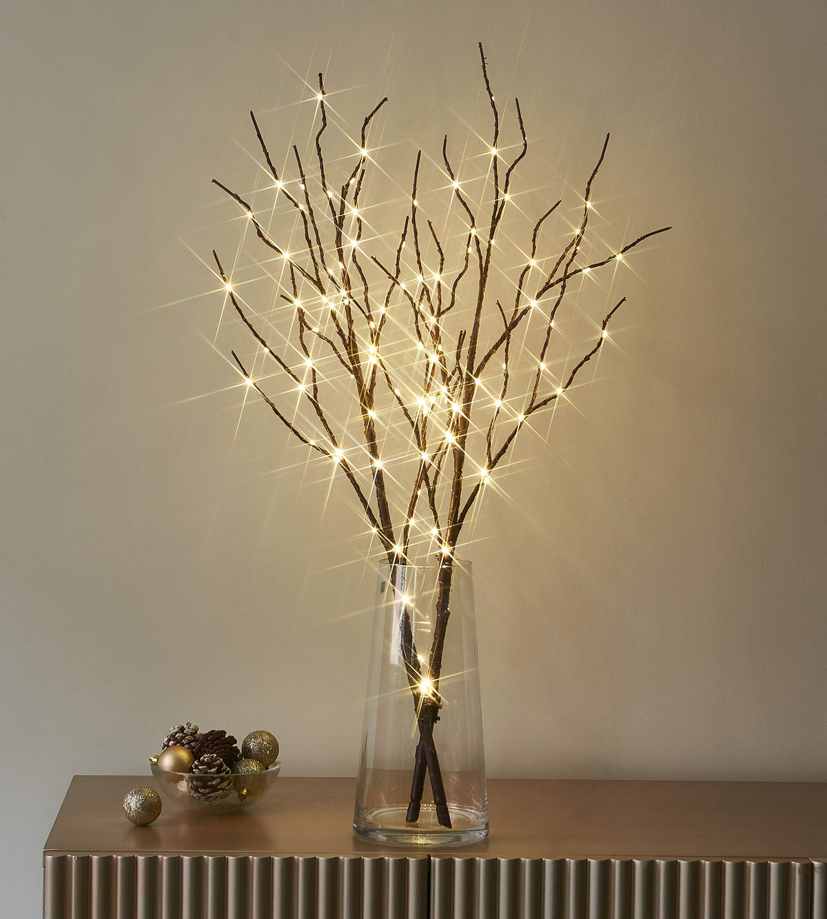 LITBLOOM Lighted Brown Willow Branches 32IN 100 LED with Timer Battery Operated, Tree Branch with Warm White Lights for Holiday Christmas Decoration Indoor Outdoor