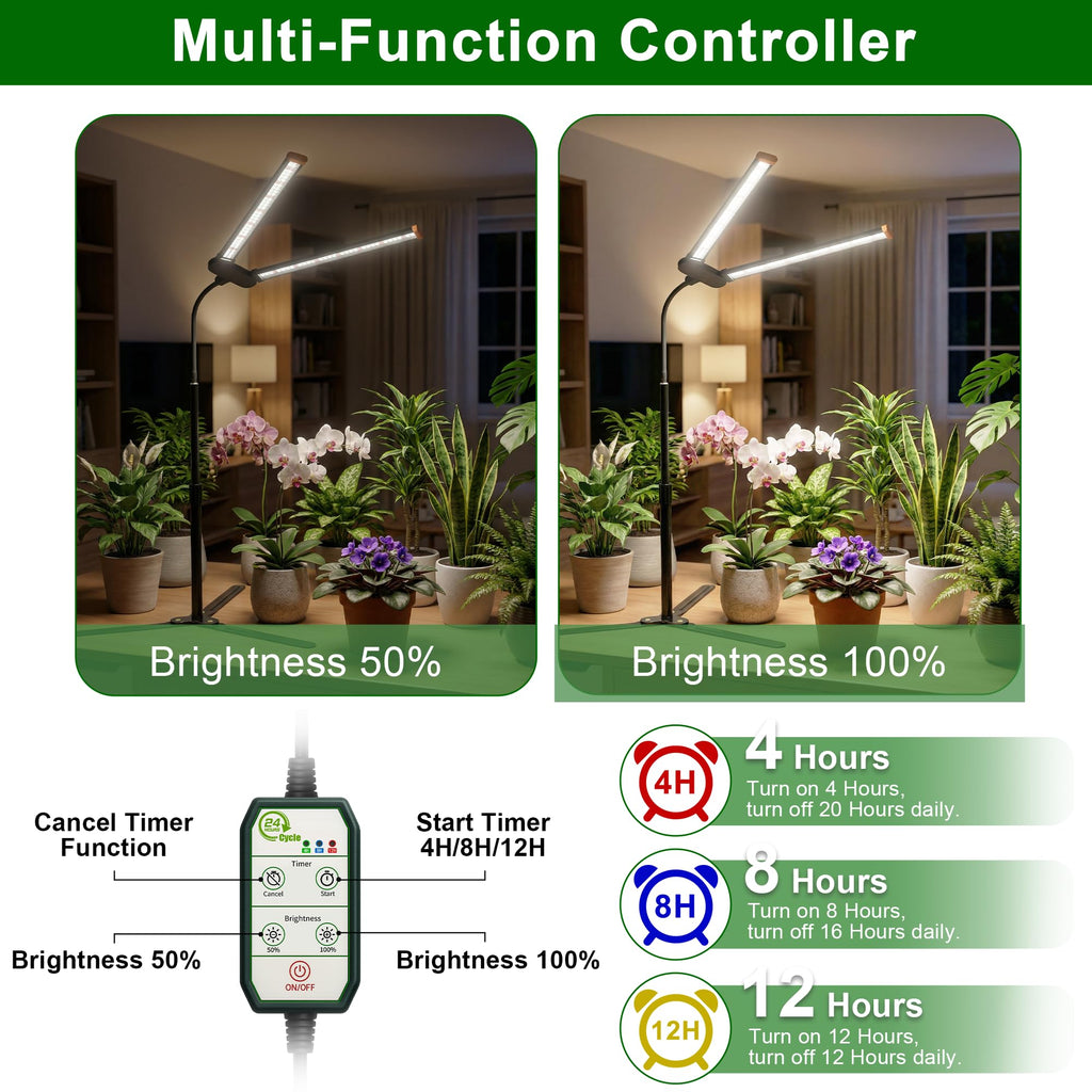 Grow Light for Indoor Plants,6000K White Sun Spectrum Growing Light Lamp