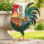 Ratuor Metal Rooster Decor Garden Statue Chicken Yard Art Outdoor Sculpture