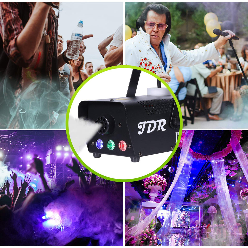 Fog Machine JDR Smoke Machine Controllable LED Light 500W and 2000CFM Fog Disinfection with Wireless and Wired Remote Control for Weddings, Halloween,Parties or Disinfection with Fuse Protection