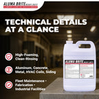 Corrosion Technologies ALuma Brite Heavy Duty Aluminum Cleaner, Industrial Brightener for Oxidation Removal, Concrete and Soot Residue, Commercial-Grade, High Foaming Rinse-Free Formula, 1 Gallon