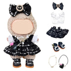 6 Set 17cm Doll Clothes, Clothes for Dolls Outfit, Accessories for 17cm Dolls Clothes T-Shirt + Dress + Bow + Handbag + Necklace + Shoes, No Doll (Elegant Set)