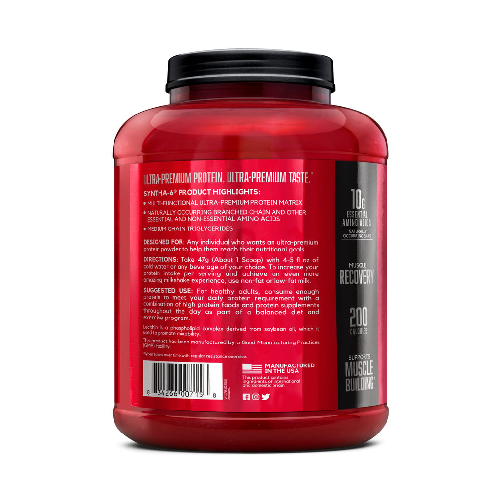 BSN SYNTHA-6 Whey Protein Powder with Micellar Casein, Milk Isolate, Strawberry Milkshake, 48 Servings (Packaging May Vary)