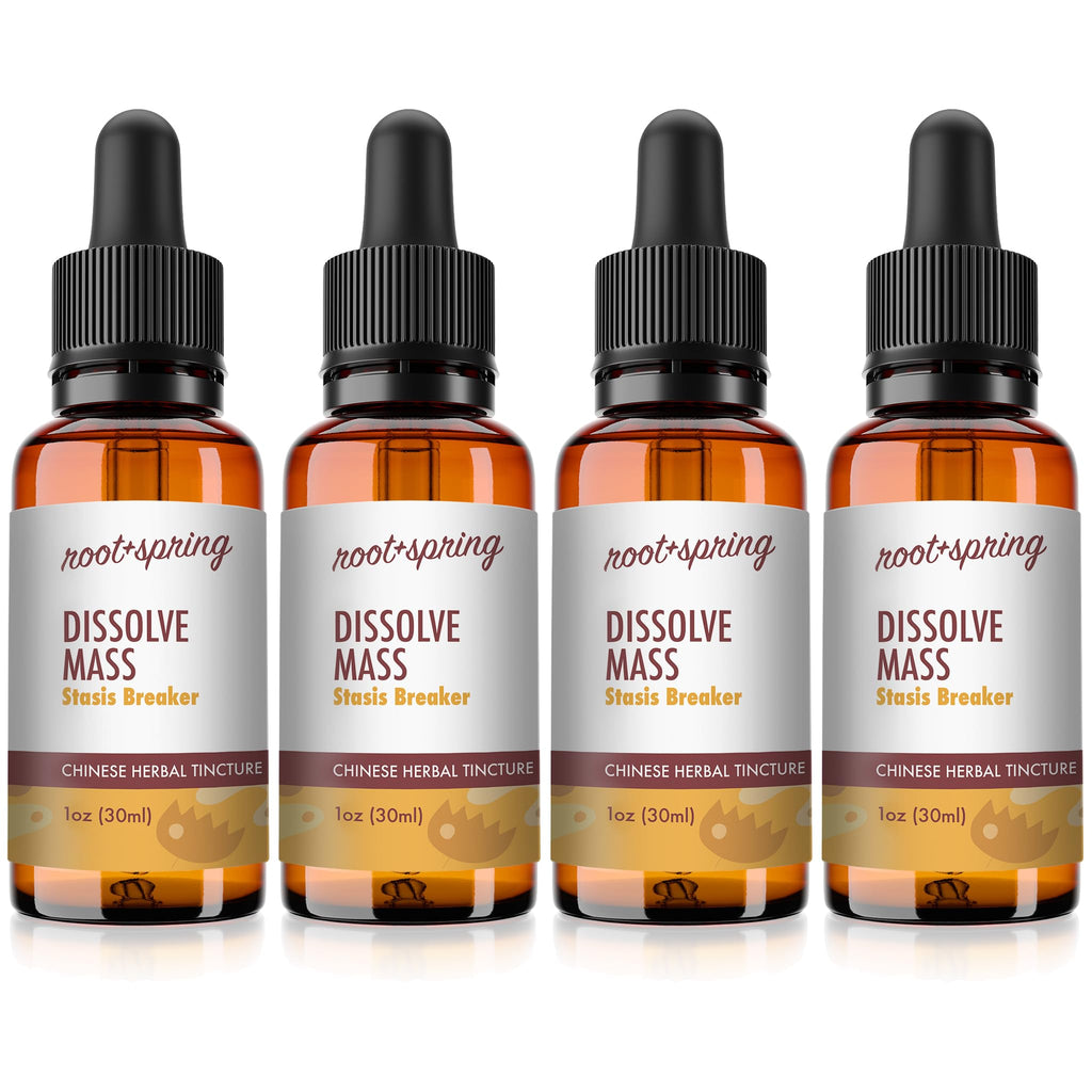 root + spring Dissolve Mass - Stasis Breaker - Herbal Tincture (Liquid Extract) Concentrate Formula with Dropper, Natural TCM Herb Blend Supplement 1 oz (Pack of 4)