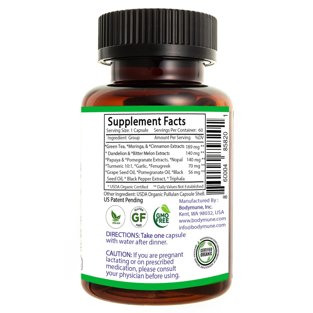 Bodymune Heart Health Blend Cholesterol Support – Organic Cardiovascular & Circulation Supplement – with Green Tea, Pomegranate & Black Seed Oil – 60 Capsules – USDA Organic, Vegan