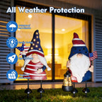 HONGLAND Solar Patriotic Gnomes Garden Stakes - 4th of July Decorations 25" American Flag Garden Gnomes Outdoor Decor for Outdoor & Memorial Day Yard Art 2 Pack
