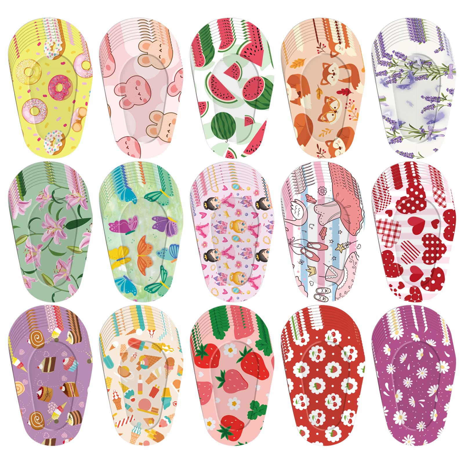 120 Pcs Adhesive Eye Patches for Kids and Girls,Bulk Breathable Soft Cotton, with Cute Pattern Designs, 15 Styles with 8 Pieces Each