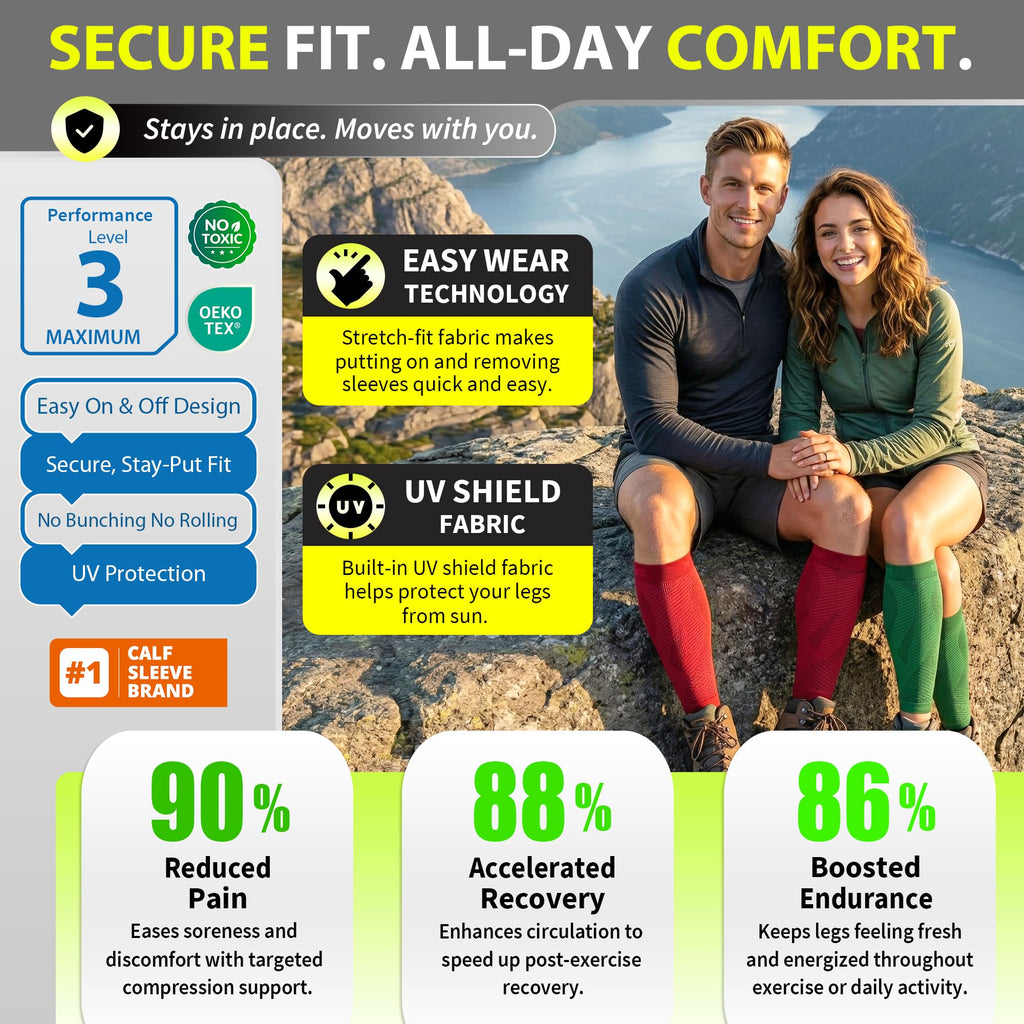 BLITZU Calf Compression Sleeves for Men and Women. Footless Compression Socks Support for Varicose Vein, Nursing, Running. Leg Sleeve Brace for Shin Splints, Pain Relief & Reduces Swelling Green L-XL