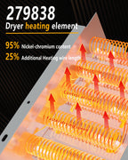 UPGRADE 279838 Dryer Heating Element for Whirlpool Wed4815ew1 Maytag Centennial Medc215ew1 Kenmore 70 80 Series Model 110 Amana Ned4655ew1 Roper Admiral, Replaces W10724237 2406026 3403585 3398064