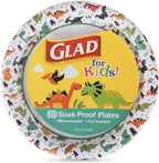 Glad for Kids Dinosaur Disposable Paper Plates Heavy Duty Soak Proof Microwave Safe Kids Plates for Snacks Meals and Parties Fun Dino Design Party Pack 7 Inch 20 Count 6 Pack Bulk Party Value