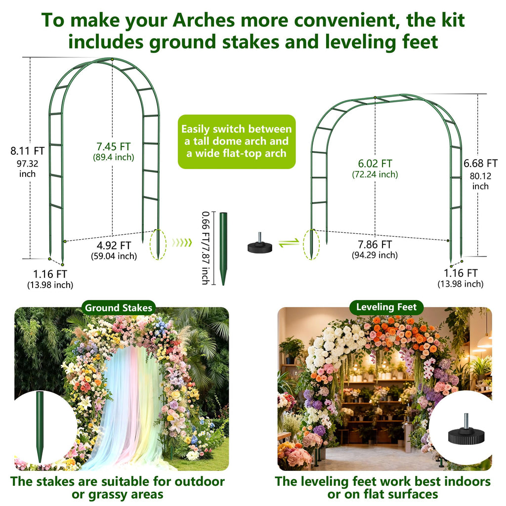 Fecita Thickened Rustproof Garden Arch Metal Trellis for Climbing Plants