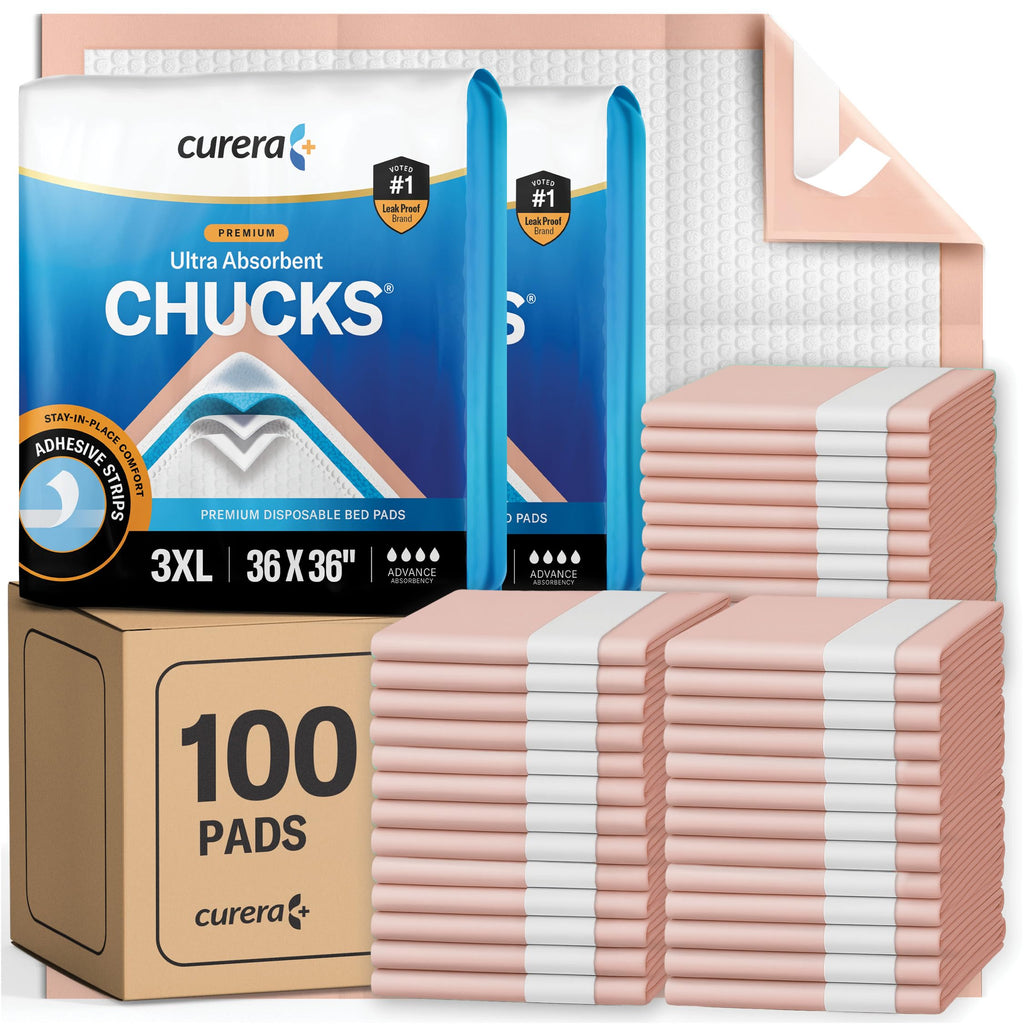 Chucks Premium Disposable Underpads 36”x36” [100-Count] Ultra Absorbent Chux Incontinence Bed Pads Disposable Adult with Adhesive Tape, Pee Pads Pet Training Pads XXXL 36x36 Bulk Pack