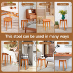 KISENG Round 16 Inch Bamboo Waterproof Shower Bathroom Stool Chair, Duty Wooden Bath Corner Shaving Legs Bench Seat (Honey Bamboo, XL)