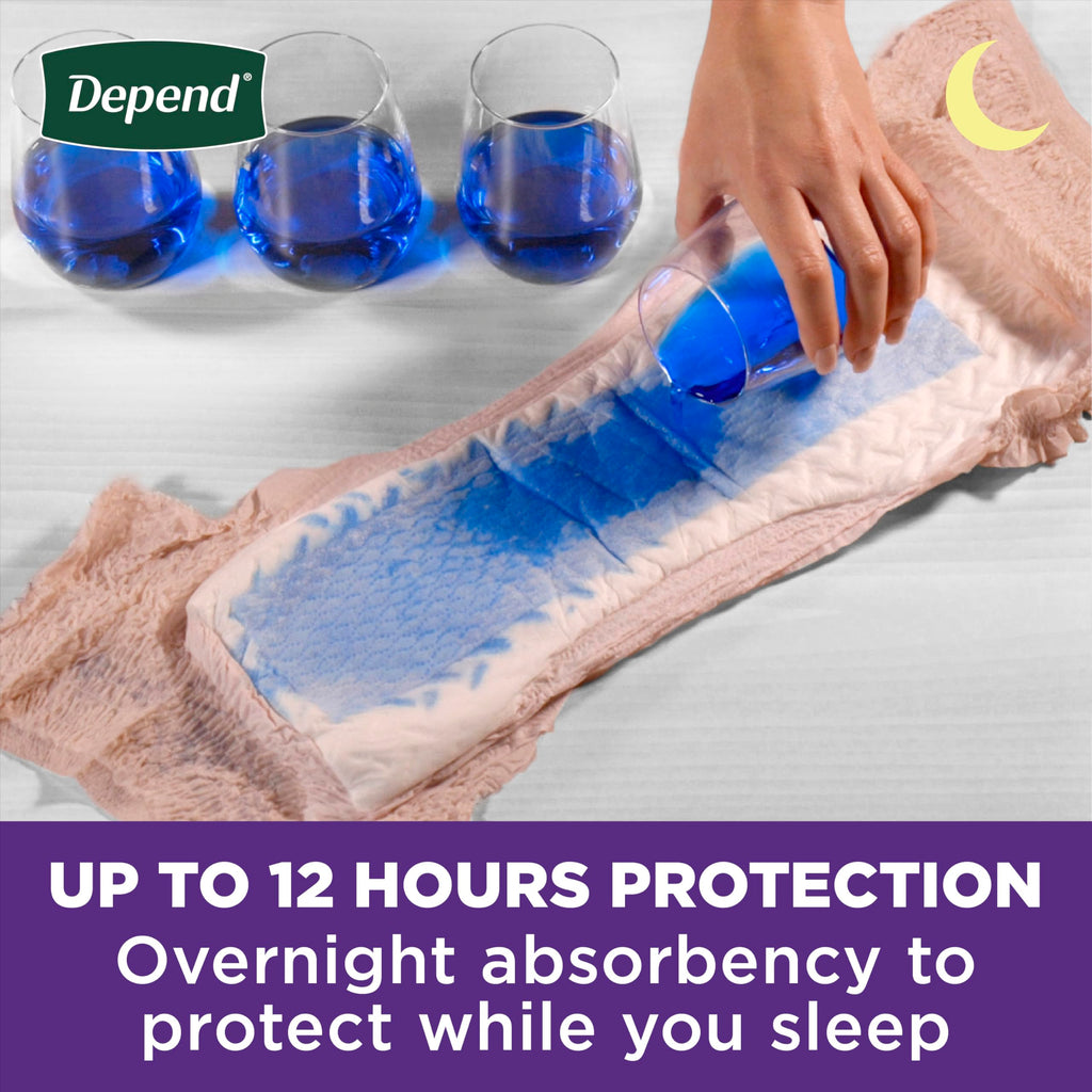 Depend Night Defense Adult Diapers, Incontinence & Postpartum Bladder Leak Underwear for Women, Disposable, Overnight, Extra-Large, Blush, 48 Count (4 Packs of 12), Packaging May Vary