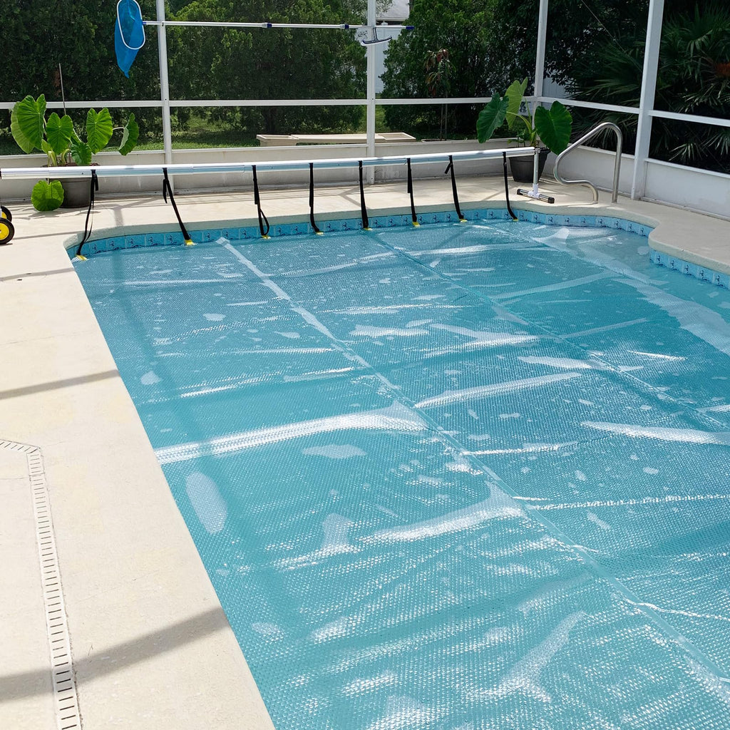 VINGLI 12Mil Solar Pool Cover, Rectangle Solar Blanket-Heavy Duty Solar Pool Cover for Above Ground Pool-Pool Solar Cover for Inground Pool (Clear, 18'x36' Rectangular)