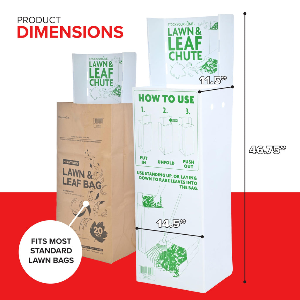 Lawn and Leaf Chute, Reusable Lawn Bag Holder for Easy Leaf Collecting, Durable Lawn Bag Funnel for Paper Leaf Bags, Leaf Bag Chute for Sweeping and Collecting Yard Debris, No Bending Required!