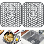 GUUKIN Sink Protectors for Kitchen sink, 13 5/8" x 11 5/8" Folding Non-slip Silicone Sink Mat Grid for Bottom of Farmhouse Stainless Steel Porcelain with 3 Reserved Holes Pack of 2