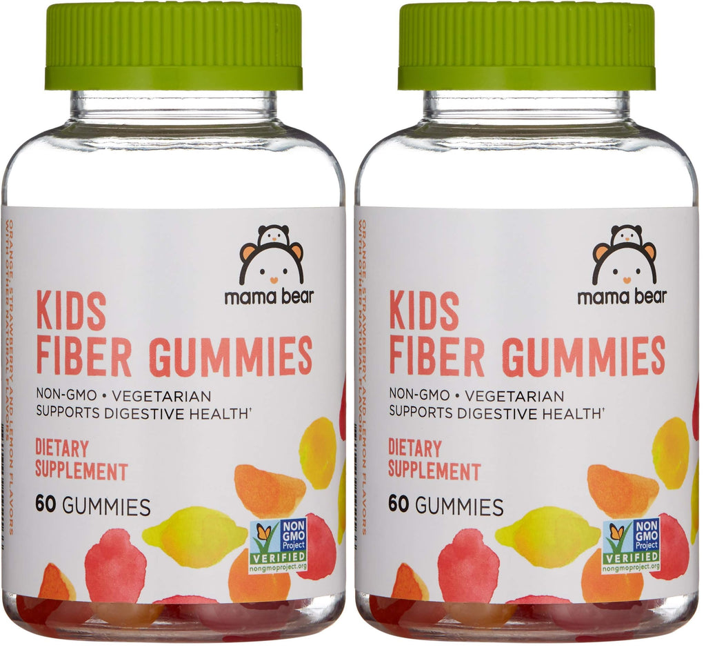 Amazon Brand - Mama Bear - Kids Fiber Gummies - Supports Digestive Health, Orange, 60 Count (Pack of 2)