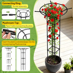 2pcs Garden Trellis for Climbing Plants Outdoor, 65 Inch Mushroom Top Trellis for Climbing Plants, Plant Trellis Support for Potted Plants Climbing Vine Rose Clematis Vegetable Trellis