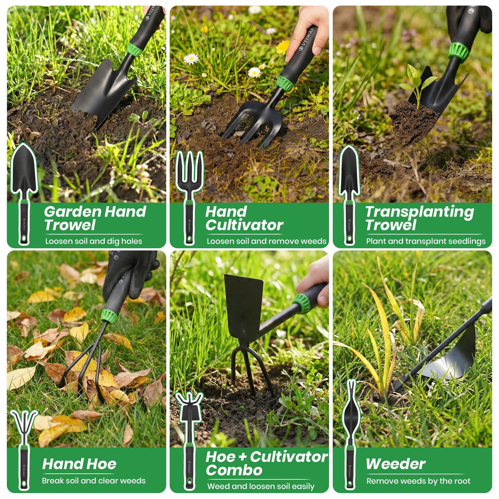 Velway 11-Piece Garden Tools Set Heavy Duty with Ergonomic Handles