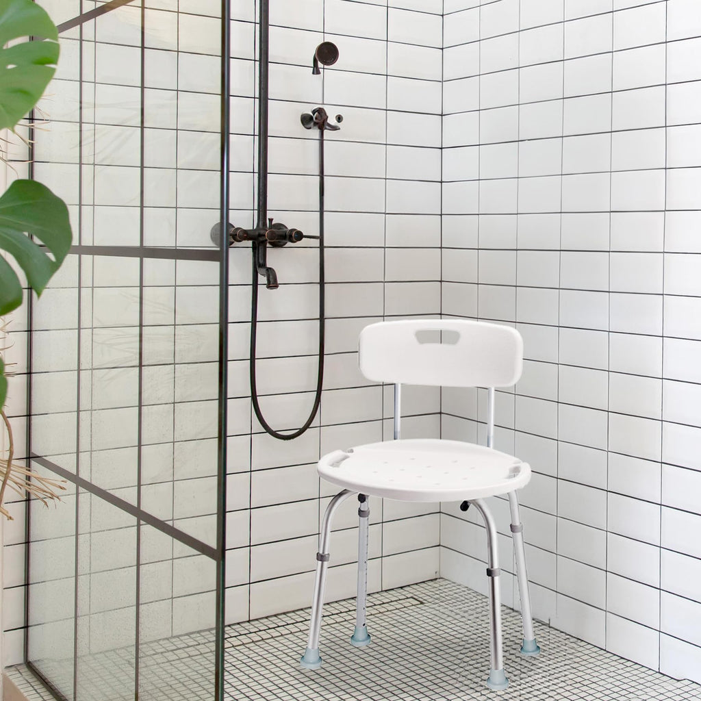 Carex Shower Chair With Back, Bath Chair and Shower Seat For Elderly, Handicap, and Disabled, 350lbs, Easy Assembly