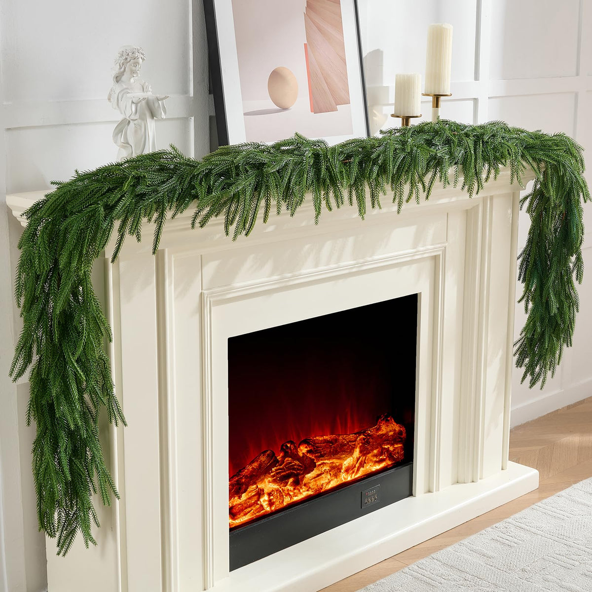 CLEANGOR 2Pcs 6FT Norfolk Pine Garlands for Christmas Decorations Indoor