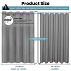Ringless Waffle Shower Curtain with Snap in Liner Set,  71x74, Grey