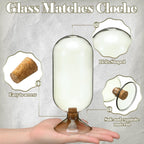 Teenyyou Smoke Grey Glass Match Cloche Holder Decorative Matches Jar Trendy Fireplace Display Decor, Not Include Sticks(7 x 2.95 Inch)