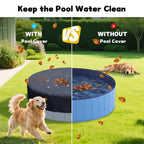 SAFANA 72" Round Dog Pool Cover [Upgrade 420D Thickened] 6ft Portable Dog Pet Bath Pool Cover 71/72 inch, Durable Foldable Round Inflatable Swimming Pool Cover, Drawstring Design Windproof Dustproof
